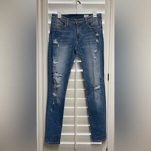 Bridge by GLY Blue Medium Wash Distressed Skinny Jeans - Size 29